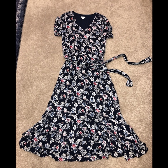 J. Jill Dresses & Skirts - J. Jill blue floral ruffled maxi dress, size MP